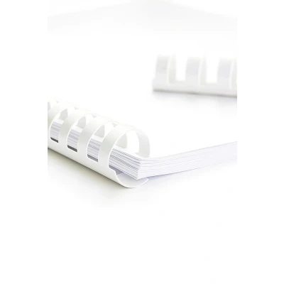 Afbeelding van Plastic Bindrug 21 Rings Wit 8mm Doos 100 stuks
