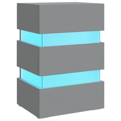 Afbeelding van 326846 Nachtkastje LED 45x35x67 cm bewerkt hout grijs