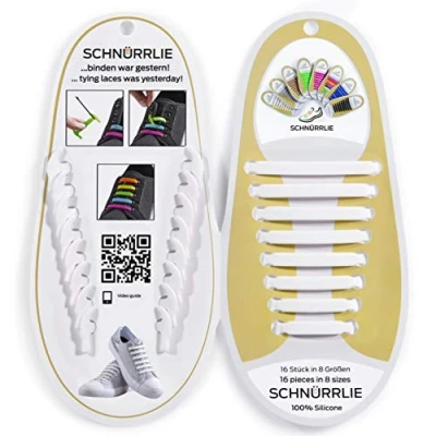 Afbeelding van SCHNÜRRLIE veters, elastische siliconen schoenveters zonder veters strikken, platte rubberen voor kinderen en volwassenen, zwart