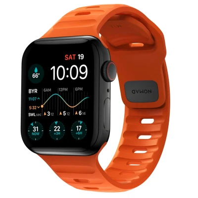 Afbeelding van Apple Watch bandje Synthetisch rubber Oranje Geschikt voor Series1/2/3/4/5/6/7/8/9/10/SE (38/40/41 mm) Series 10 (42 Ultra Orange