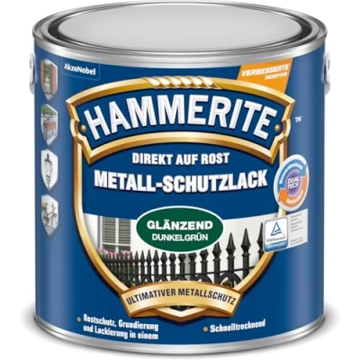 Afbeelding van HAMMERITE 5087579 metaalbeschermende lak metaalbescherming roestbescherming kleur 2in1 glanzend, donkergroen, 2,5 l (1 stuk)