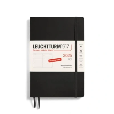 Afbeelding van LEUCHTTURM1917 370563 weekkalender medium (A5) 2025, softcover, zwart, Duits