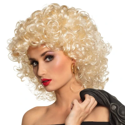 Afbeelding van Boland Pruik Sandy Blond Krullen Halflang Vrouwen 50&#039;s Rock &amp; Roll Hollywood