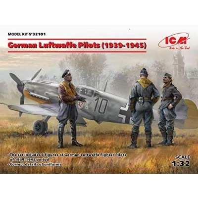 Afbeelding van 1:32 ICM 32101 German Luftwaffe Pilots (1939 1945) 3 Figures Plastic Modelbouwpakket