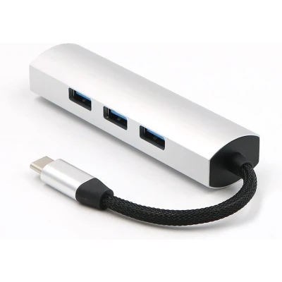 Afbeelding van USB Splitter Hub 3.0 4 Poorten C aansluiting Aluminium Zilver