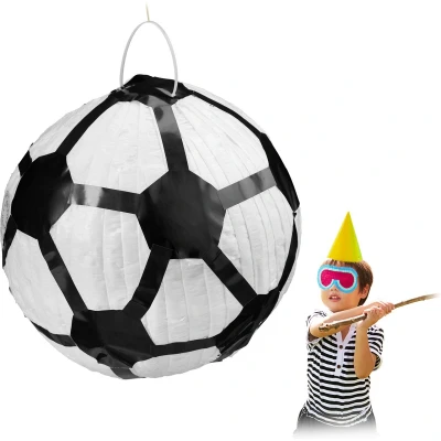 Afbeelding van Relaxdays pinata voetbal piñata zonder vulling rond zwart wit