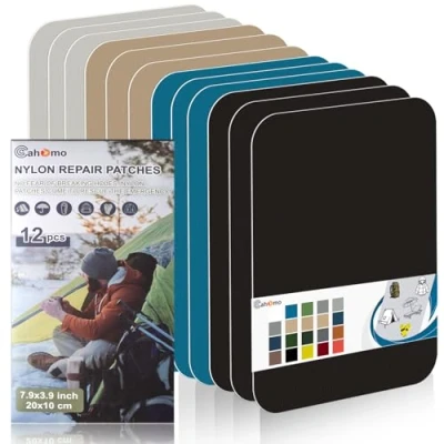 Afbeelding van Cahomo Nylon reparatiepatches, 12 stuks, 20 x 10 cm, zelfklevend, waterdichte nylon, voor jassen, tenten, bovenkleding, kleurset B