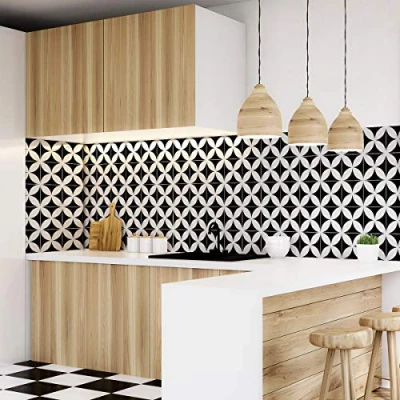 Afbeelding van Tegelstickers, zelfklevend, cementtegels, wanddecoratie, tegelstickers voor badkamer en keuken, 10 x cm, 30 stuks