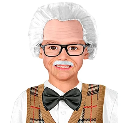 Afbeelding van Widmann 02009 Verkleedset Opa voor kinderen, pruik met glad, snor en bril, professor, wetenschapper, themafeest, carnaval