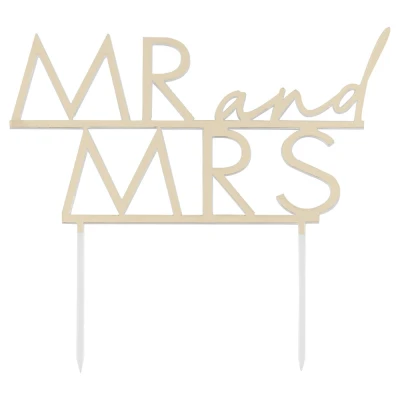 Afbeelding van Ginger Ray Taarttopper MR and MRS goud acryl 14,5 x 15,8 cm