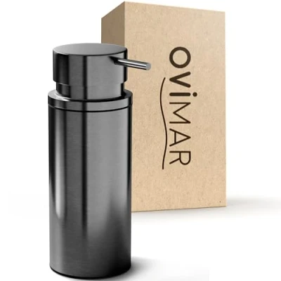 Afbeelding van ovimar Galdhoe Zeepdispenser Gunmetal roestvrij staal vrijstaand zonder boren met extra grote opening gemakkelijk navulbaar voor de badkamer of keuken