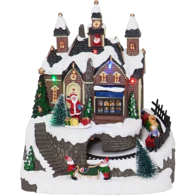 Afbeelding van Star Trading LED kerstdecoratie Trainville vanStar Trading, kerstdorp met RGB verlichting, muziek, beweging en timer, kleurrijk, werkt op batterijen, lengte: 48 cm