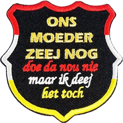 Afbeelding van Fjesta Oeteldonk Embleem Ons Moeder Zeej Nog Emblemen Carnavalsembleem Accessoires 7x7cm