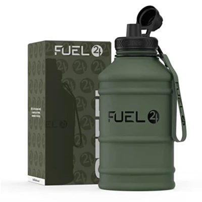 Afbeelding van Fuel24 1,3 l / 2,2 waterfles metaal sterke, val en lekvrije BPA vrije van 1 l, 2 roestvrij staal (2 liter) grote sportflessen voor mannen, sportwaterfles, reizen, wandelen