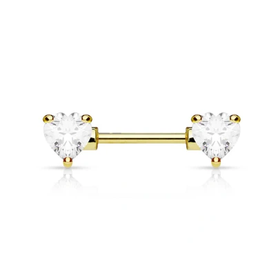 Afbeelding van Tepelpiercing hart wit gold plated 16mm