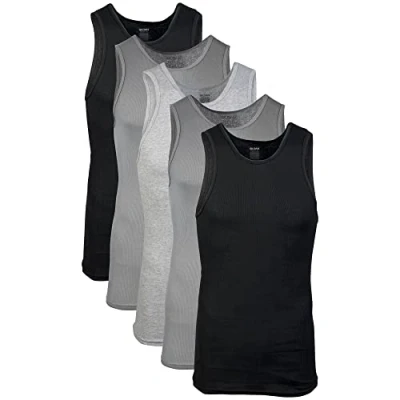 Afbeelding van GILDAN Heren onderhemd (Pack van 5), Zwart/Houtskool/Sport Grijs, M
