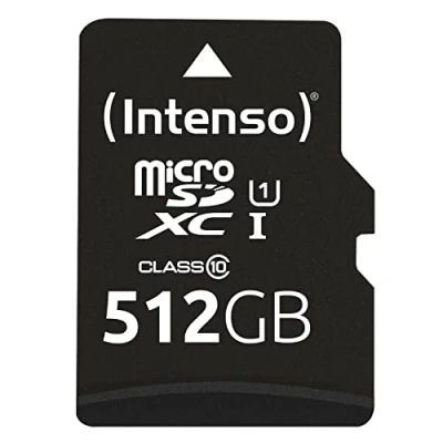 Afbeelding van Intenso microSDXC kaart 512 GB, Premium, Class 10, U1 90 MB/s, (W) 10 SD adapter, blisterverpakking