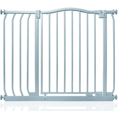 Afbeelding van Safetots Traphekje met Gebogen Bovenkant Assortiment, 89cm 98cm (69 opties beschikbaar), Mat Grijs, Drukbevestiging Traphekje, Babyhekje voor Deuren Gangen en Ruimtes, Veiligheidsbarrière, Eenvoudige Installatie