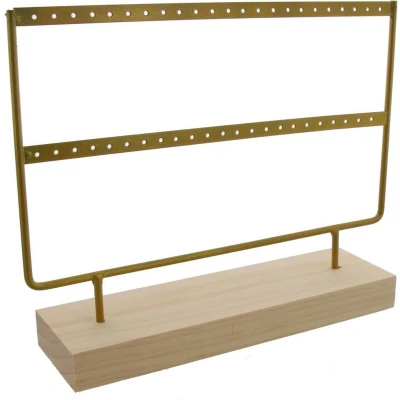 Afbeelding van Dielay Sieradenhouder Display voor Sieraden Oorbellenrek Hout en Metaal 27x22x7 cm Goudkleurig
