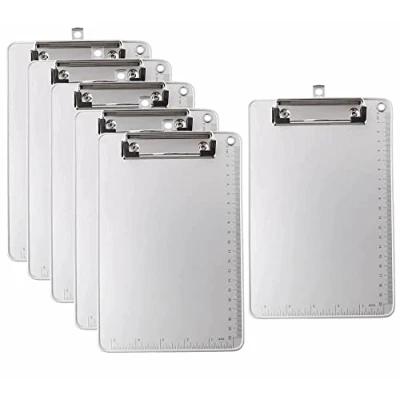 Afbeelding van TUKA i AKUT 6 stuks A5 Klembord Heavy Duty Aluminium Legering Antislip Papier Houder, Schrijven Document Rubberen Metalen Klem, Hardboard Schrijfbord Metallic Zilver, TKD8053 6x