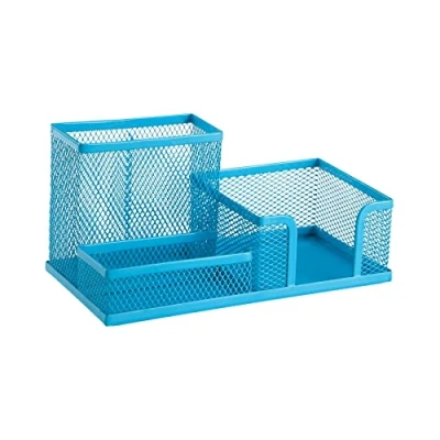 Afbeelding van Leviatan Bureau organizer, pennenhouder, tafel organizer van metaal, kantoorplank met mesh. 205 x 103 98 mm, blauw