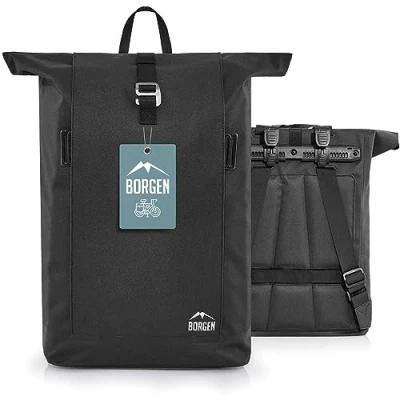 Afbeelding van Borgen, lifestylefietstas voor bagagedrager met uitneembare laptoptas Te gebruiken als bagagedragertas, fietstas, schoudertas, alledaagse tas 28 liter