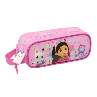Afbeelding van Pennenetui met 2 vakken Gabby&#039;s Dollhouse Party Roze 21 x 8 6 cm