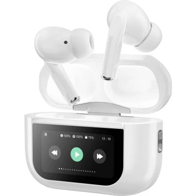 Afbeelding van MusicMan ANC Draadloze Bluetooth 5.3 oordopjes, TWS oortelefoons met touchscreen Type C oplaadcase voor maximaal 4 opladen, ingebouwde microfoon, meeslepend geluid Lichtgewicht in ear hoofdtelefoon