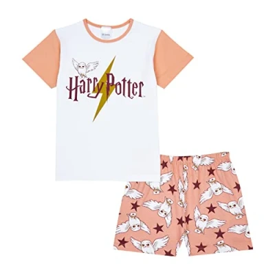Afbeelding van Harry Potter Hedwig pyjama voor meisjes, korte zomerpyjama leeftijd 7 tot 14 jaar (as8, leeftijd, 12 jaar, 13 jaar), roze,