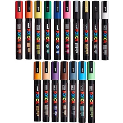 Afbeelding van Uni Posca PC 5 M 17 stuks waterbasis, pigmentinkt, 2,5 mm punt