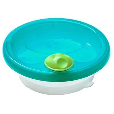 Afbeelding van primamma Warmhoudbord voor baby&#039;s, babyservies om de maaltijd warm te houden, babybord met zuigring antislip stand, vanaf 6 maanden, petrol, 1 stuk (1 stuk)