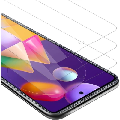 Afbeelding van Cadorabo 3x Screenprotector geschikt voor Samsung Galaxy M31s Beschermende Pantser Film in KRISTALHELDER Getemperd (Tempered) Display beschermend glas 9H hardheid met 3D Touch