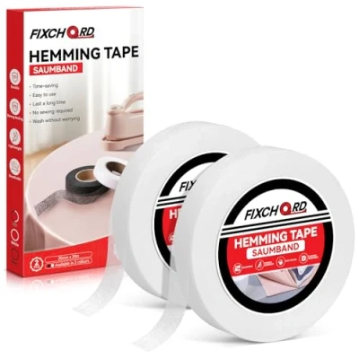 Afbeelding van FIXCHORD Zoomband, 2 PCS Strijkband voor Strijken, Geen Naaien Strijkband, Strijk Extra Sterke Lijmbare Stoffen Zoomband Kleding, Gordijnen, Strijken en Hechten, DIY, Wit, 30M*20MM