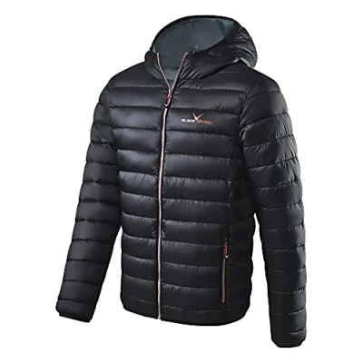 Afbeelding van Black Crevice Gewatteerde jas voor heren, licht donsjack in verschillende kleuren en maten, winddichte regenjas met synthetische vezelvulling, capuchon, Zwart/Rood, 60