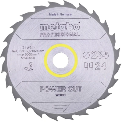 Afbeelding van Metabo 628493000 Cirkelzaagblad 235 x 30 2.6 mm Aantal tanden: 24 1 stuk(s)