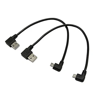 Afbeelding van CERRXIAN 9 Inch Micro USB kabel Combo Links &amp; Haakse 5 Pin Mannelijk naar 2.0 Type A Linkerhoek Mannelijke Data Sync en Laadkabel (1 Paar