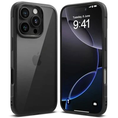 Afbeelding van Ringke Fusion Bold Compatibel met iPhone 16 Pro Case Stevige Grip Minimale Vergeling Helder Harde Achterkant Schokbestendige Bumper Cover Hoesje Black