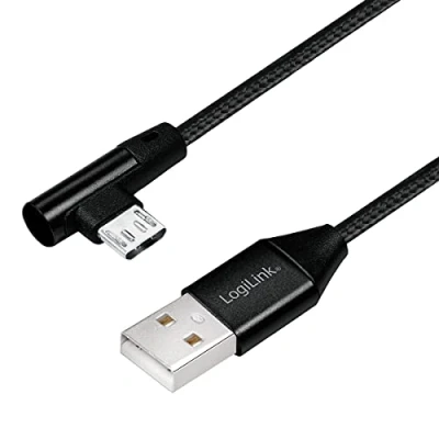 Afbeelding van USB 2.0 aansluitkabel, (type A) naar micro 90 gebogen, zwart, 0,3 m