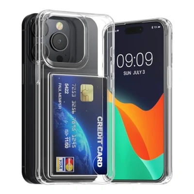 Afbeelding van kwmobile telefoonhoesje compatibel met Apple iPhone 14 Pro hoesje Case transparante pasjeshouder Smartphone cover in transparant