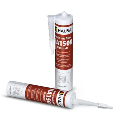 Afbeelding van Hausa, Haard en ovenafdichtmiddel, 2 x 310 ml hittebestendige speciale afdichtstof HA1500, siliconen, afdichtmiddel, afdichtsiliconen, afdichtingssilicon, donkergrijs