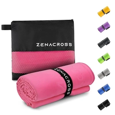 Afbeelding van Zenacross Microvezel Handdoek 50x100cm met Draagtas Compacte Sport Handdoek, Sneldrogend en Absorberend Maat M Roze