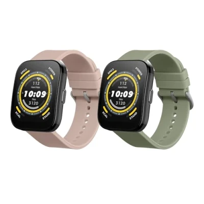 Afbeelding van kwmobile 2x horlogebandjes geschikt voor Huami Amazfit Bip 5 Unity / GTR 4 bandje Smartwatch bandjes van TPU Activity tracker horloge band in pastelgroen oudroze