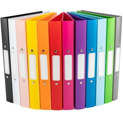 Afbeelding van OfficeTree A4 Ringmappen, 12 Stuks, Kleuren, 2 Ringmechaniek, Ringband A4, Rugbreedte 3,5 cm, Ringmappen van Robuust Kunststof, Smalle incl. Staande Collector en Stickers,