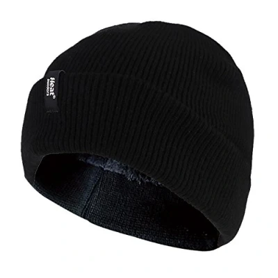 Afbeelding van HEAT HOLDERS Mens 3,6 tog fleece gevoerde thermische omslag manchet winter beanie hoed 3 kleuren, Zwart, One size