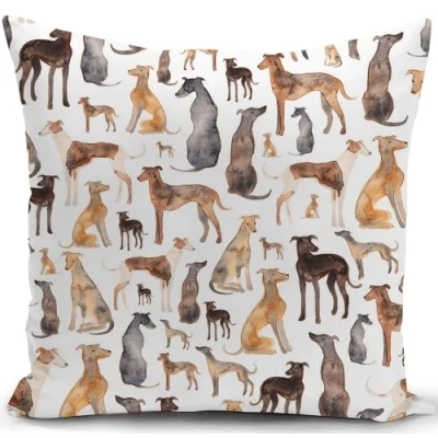 Afbeelding van Greyhounds Kussenslopen honden decoraties kussensloop windhonden geschenken voor geliefden decor thuis woonkamer bank 40 x cm