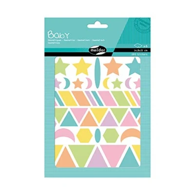 Afbeelding van Maildor AE041O babystickers (met 6 vellen in formaat DIN A5, 14, 8 x 21 cm, ideaal voor kinderen vanaf 2 jaar, geometrische vormen, 1 verpakking