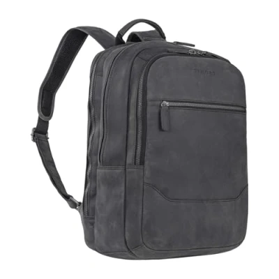 Afbeelding van STILORD &#039;Reece&#039; Leren Business Rugzak voor Laptops Vintage Daypack Backpack XL Rugtas School Uni Kantoor Messenger DIN A4 Echt Leder, Kleur:carbon grijs