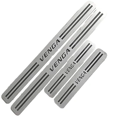 Afbeelding van 4 stuks Auto Buitenste Instaplijsten Protector Kick Platen voor KIA Venga 2009 2018, Rvs Scuff Pedaal Guard Cover Drempel Trim Antislip Anti kras Decoratie Accessoires