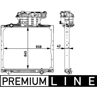 Afbeelding van MAHLE ORIGINAL CR 770 000P Radiateur Aluminium 845 938 42 Met frame Koelribben gesoldeerd