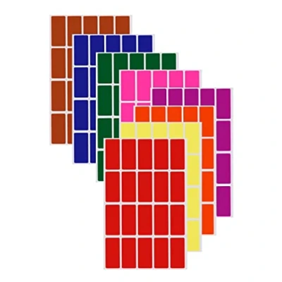 Afbeelding van Royal Green Kleurcodering Rechthoekige etiketten 4 cm x 2 cm. stickers in rood, groen, geel, roze, paars, oranje, bruin, blauw (40 mm 19 mm) 160 stuks